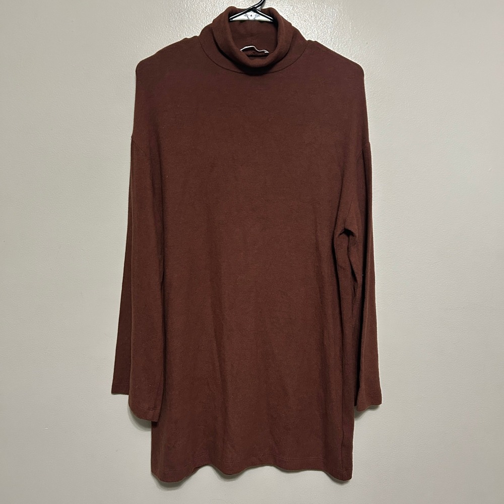 Reformation Turtleneck Dress S Brown Tencel Organic Cotton Quiet Luxury Fall
